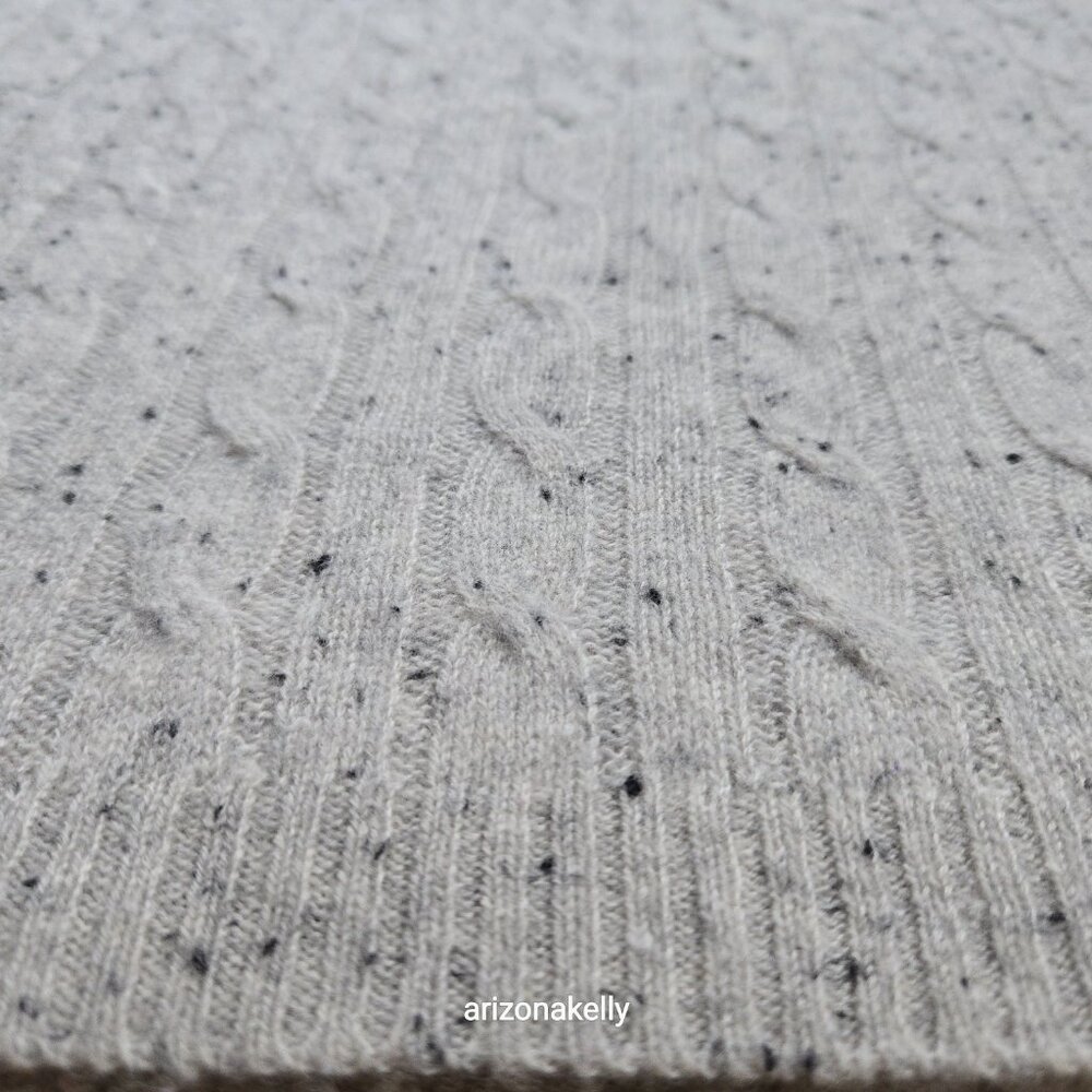 Speckled Cashmere Cable Knit Creme Oversized Scarf - Picture 10 of 13